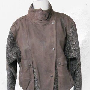 E.Z. SPIRIT LADIES LEATHER & WOOL TWEED JACKET